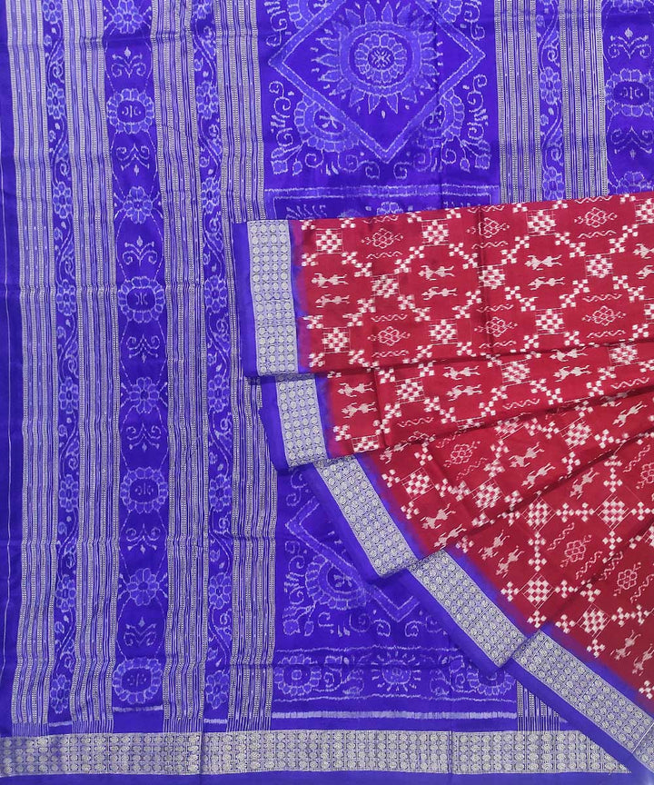 Red navy blue silk handloom sambalpuri saree