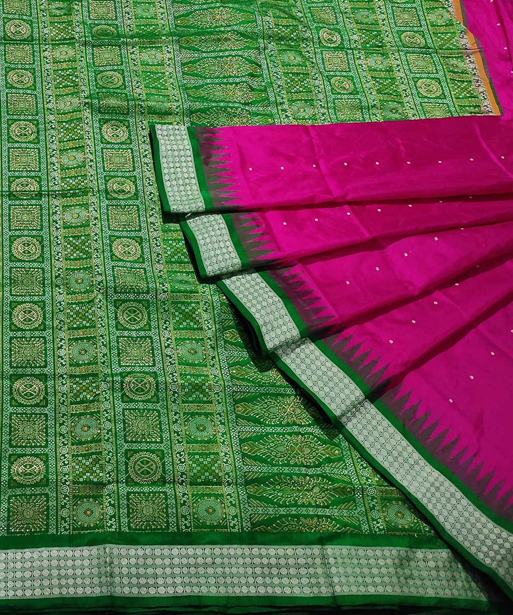 Lavender green handwoven silk sambalpuri saree