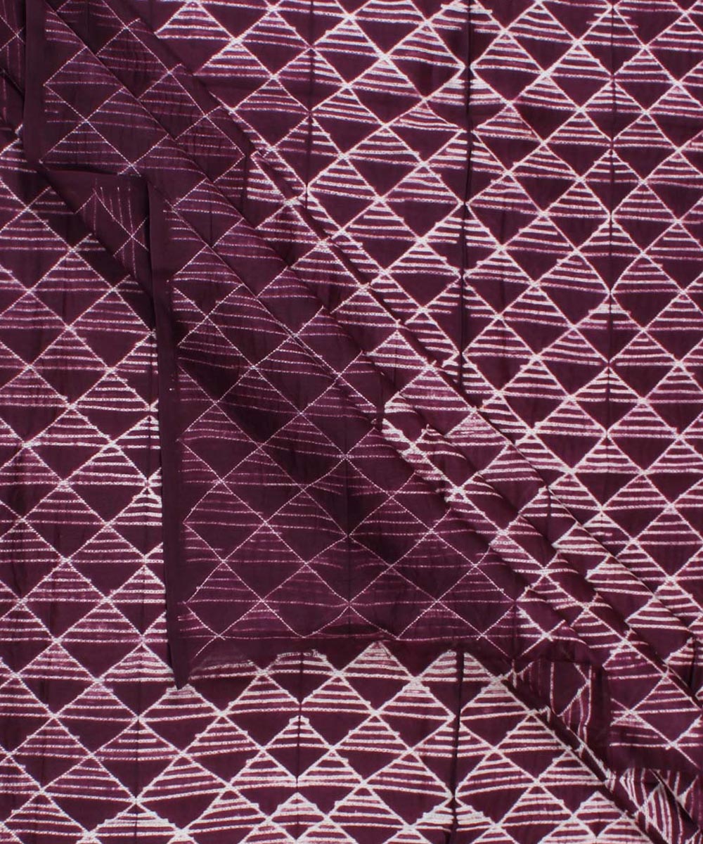 2.8m Violet tie dye cotton silk shibori kurta material