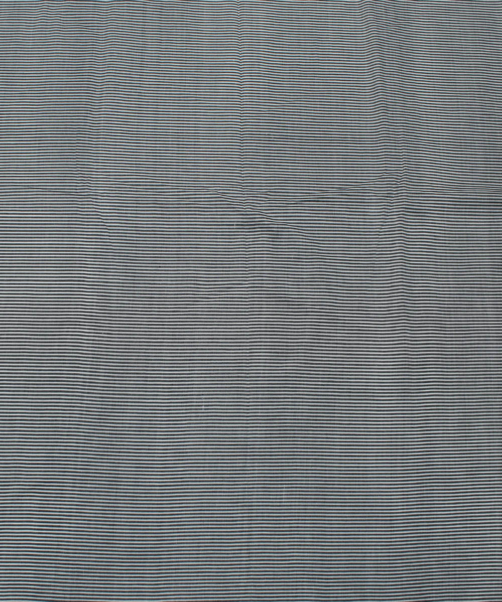 White grey stripes handwoven cotton fabric