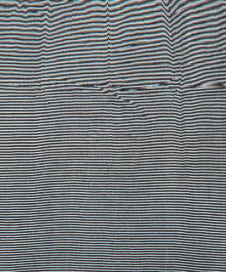 White grey stripes handwoven cotton fabric