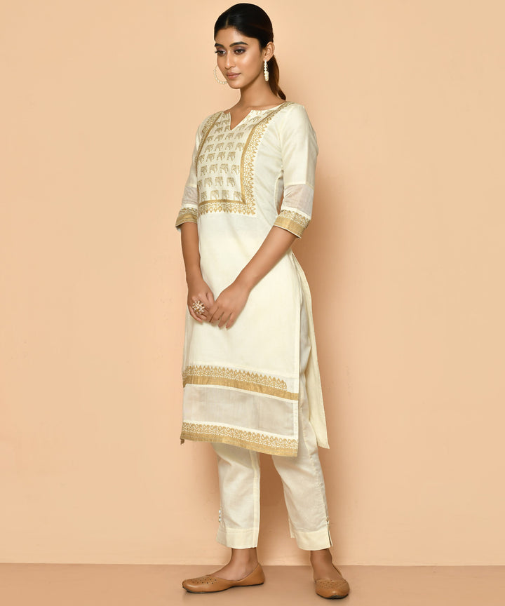 Elly handloom maheshwari cotton silk kurta and pant set