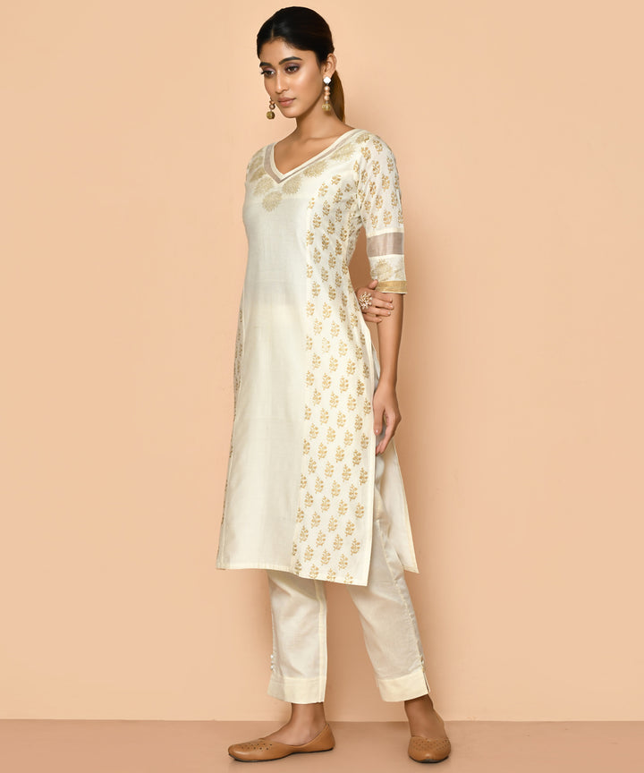 Ayoola pearl handloom maheshwari cotton silk kurta and pant set