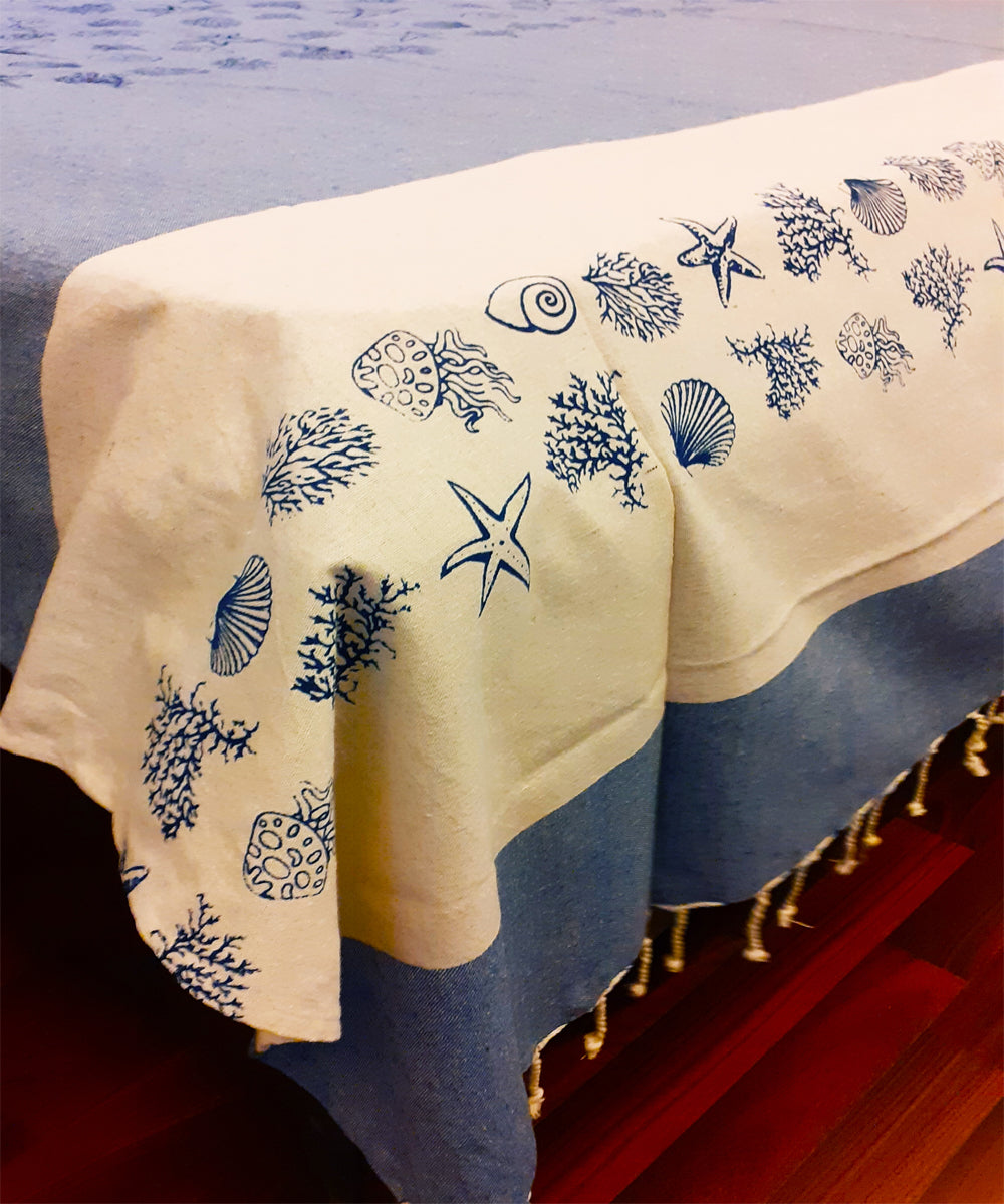 Blue handloom cotton bedcover (Single bed)