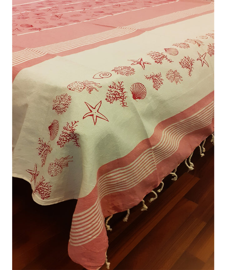 Pink handloom cotton bedcover (Single bed)