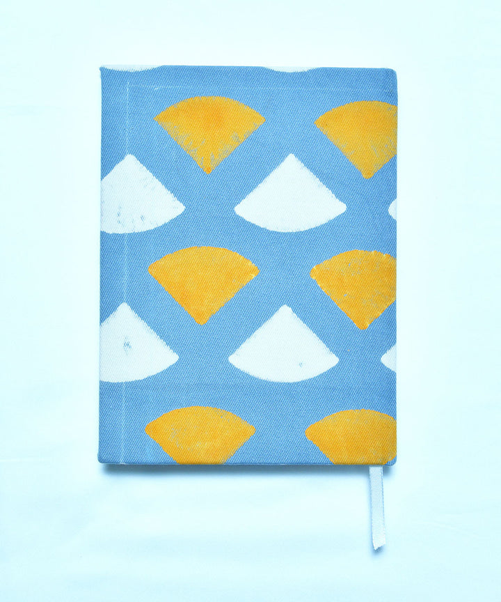 Yellow grey cotton block print handcrafted diary