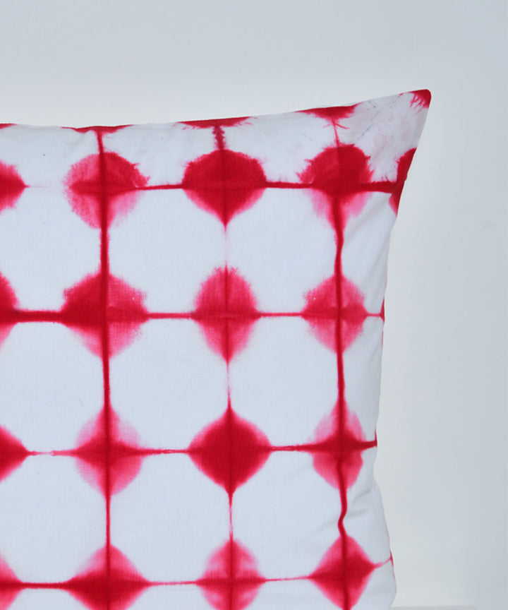 Red white shibori hand printed cotton cushion cover