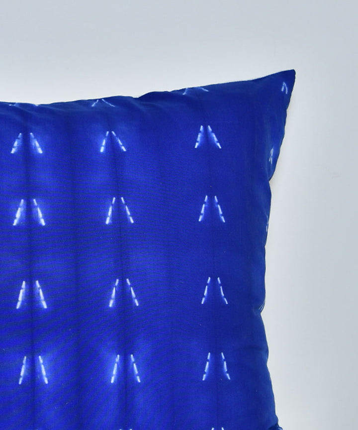Navy blue white hand printed shibori cotton cushion cover