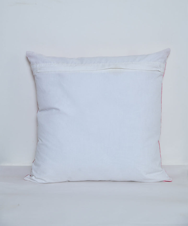 White pink hand print cotton shibori cushion cover