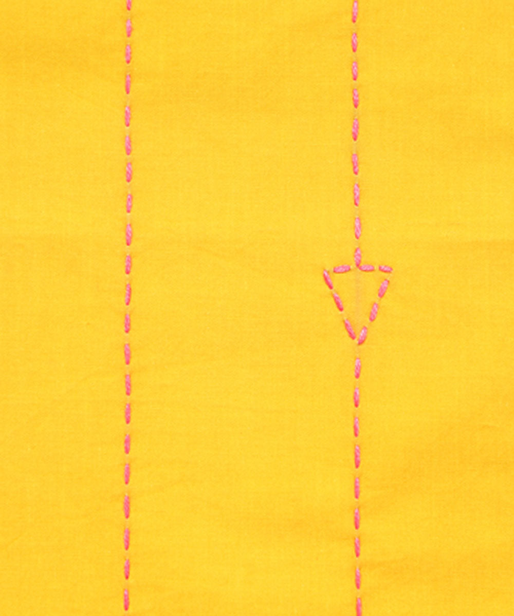 Yellow Cotton Hand Embroidery Kantha Stitch Napkin (set of 4)