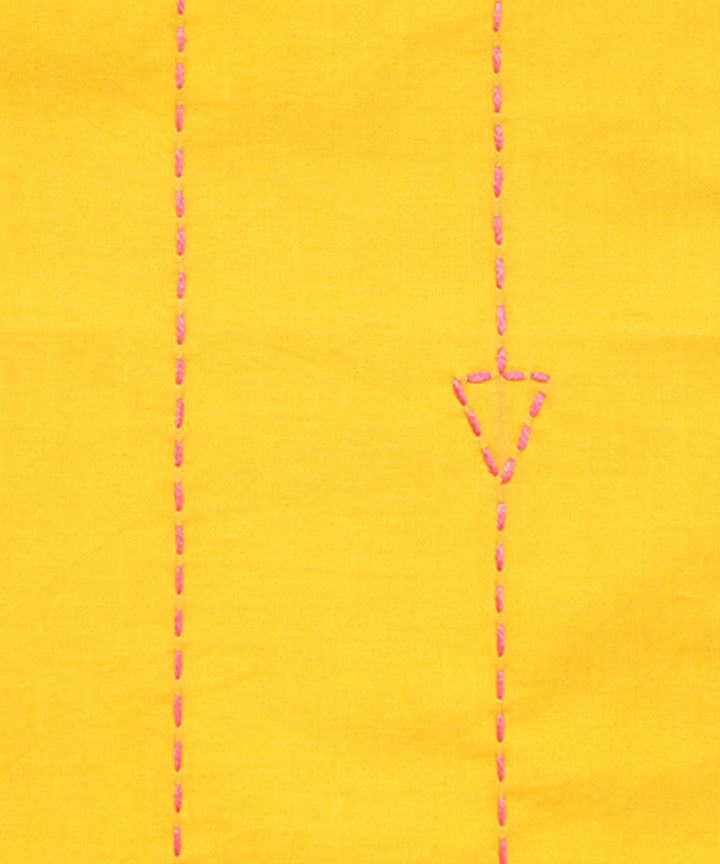 Yellow Cotton Hand Embroidery Kantha Stitch Napkin (set of 4)