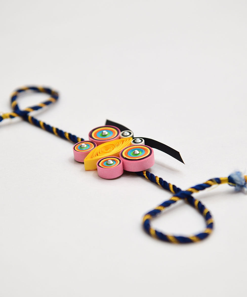 Multicolor handcrafted paper quilling rakhi