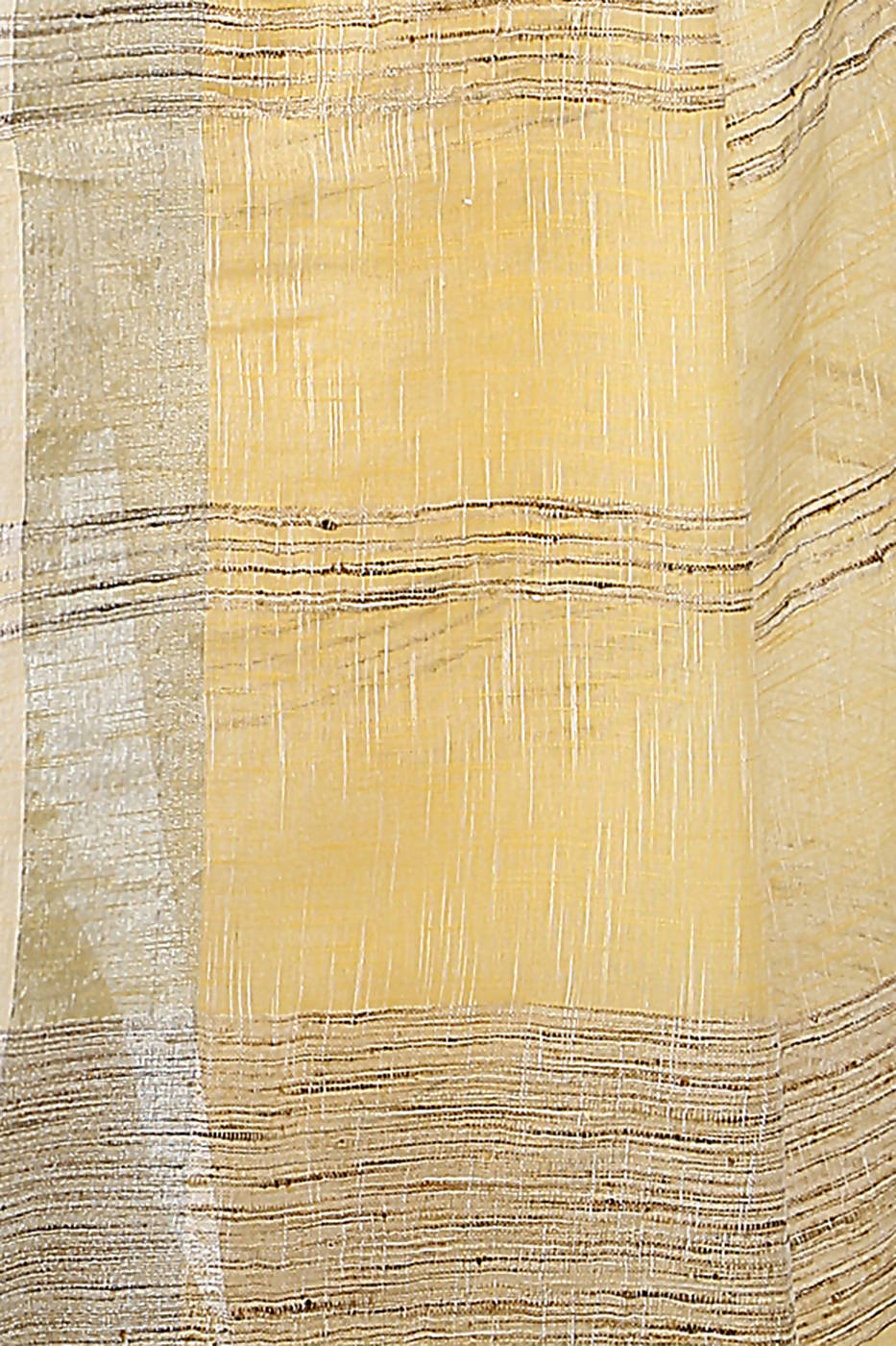 Pale yellow handloom bengal cotton and linen saree