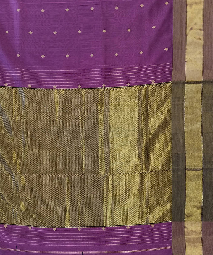 Maheshwari Purple Handloom Cotton Silk Saree
