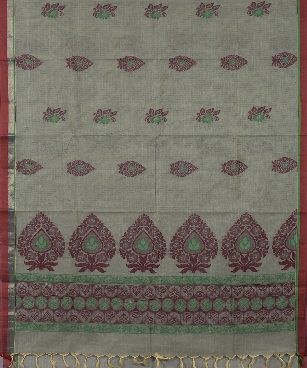 Olive malhaithuli raindrop cotton handwoven chettinadu saree