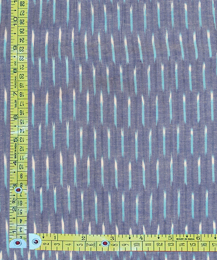 Blue white handwoven single ikat cotton pochampally fabric
