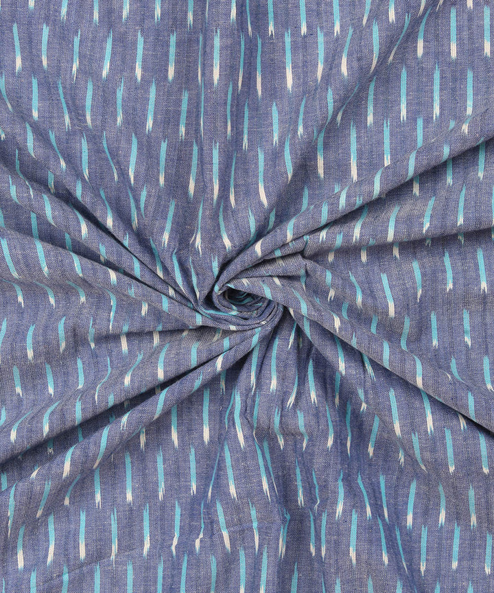 Blue white handwoven single ikat cotton pochampally fabric
