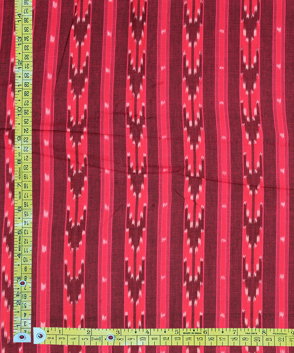 Dark red handwoven single ikat cotton pochampally fabric