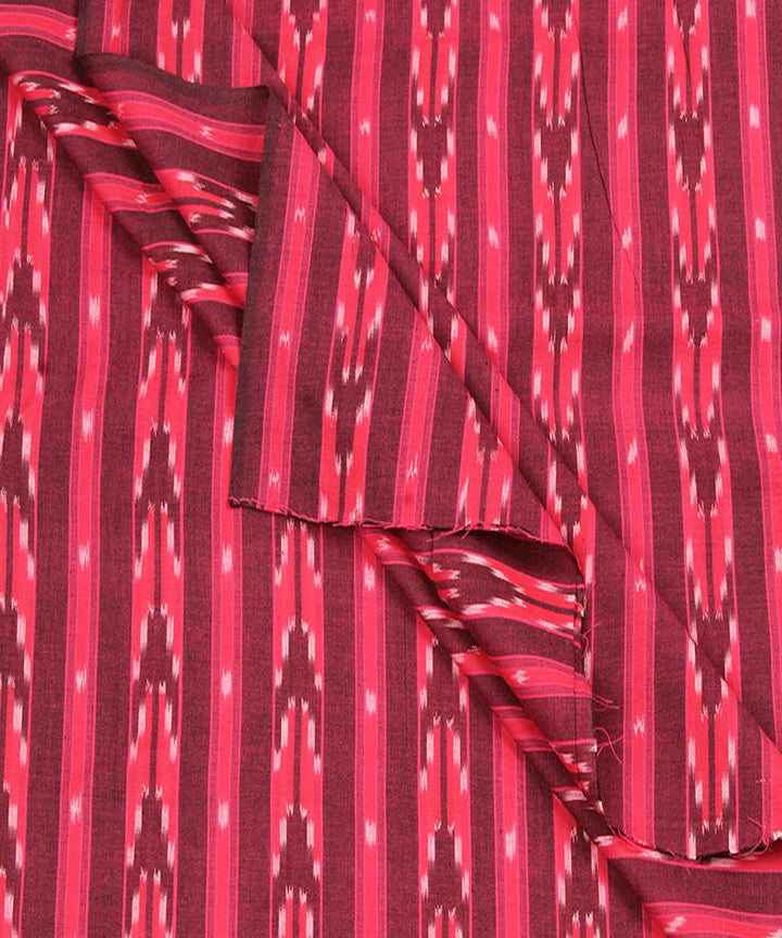 Dark red handwoven single ikat cotton pochampally fabric