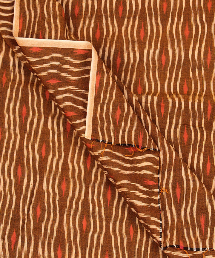 Brown handwoven single ikat cotton pochampally fabric
