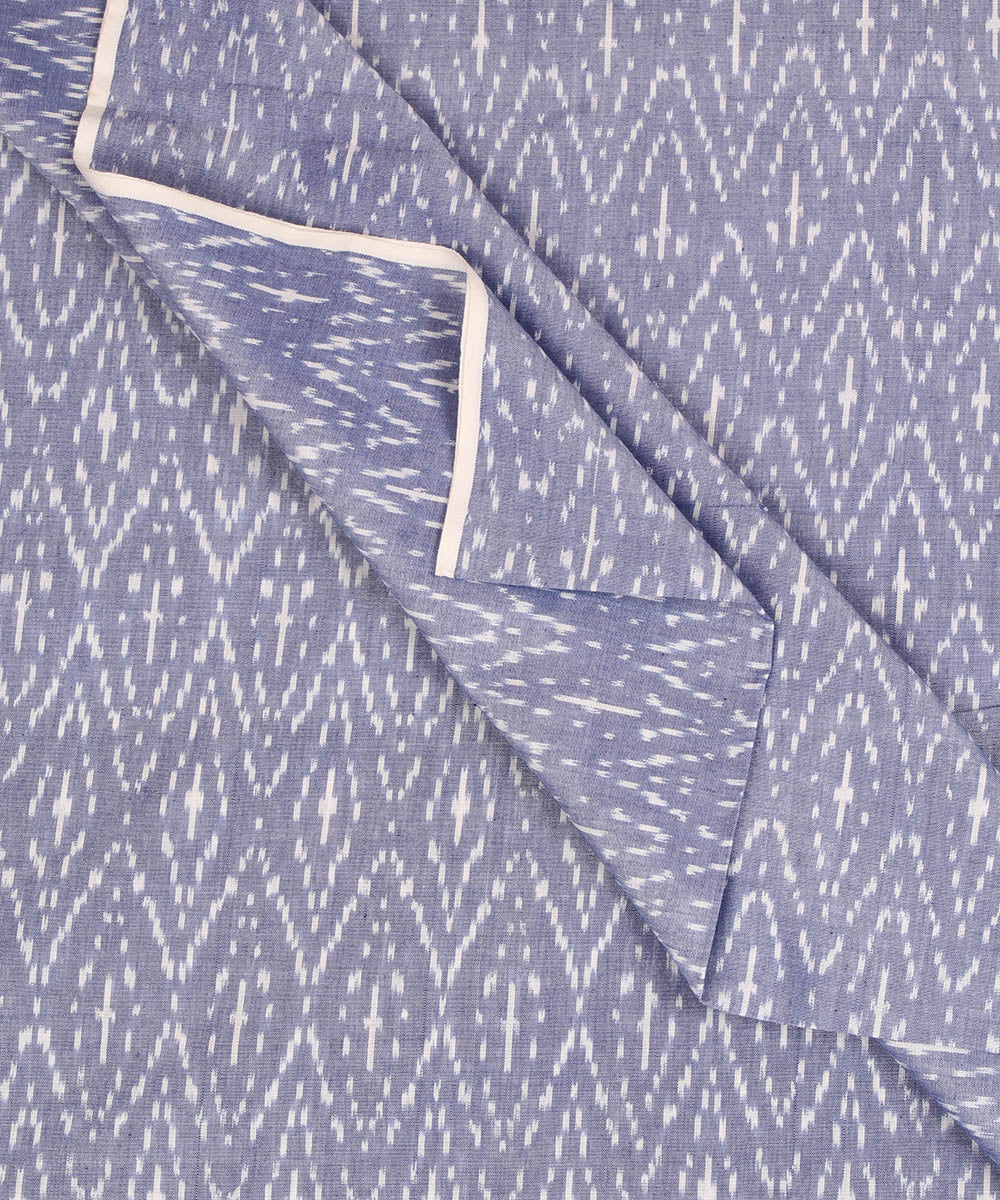 Blue grey hand woven single ikat cotton pochampally fabric