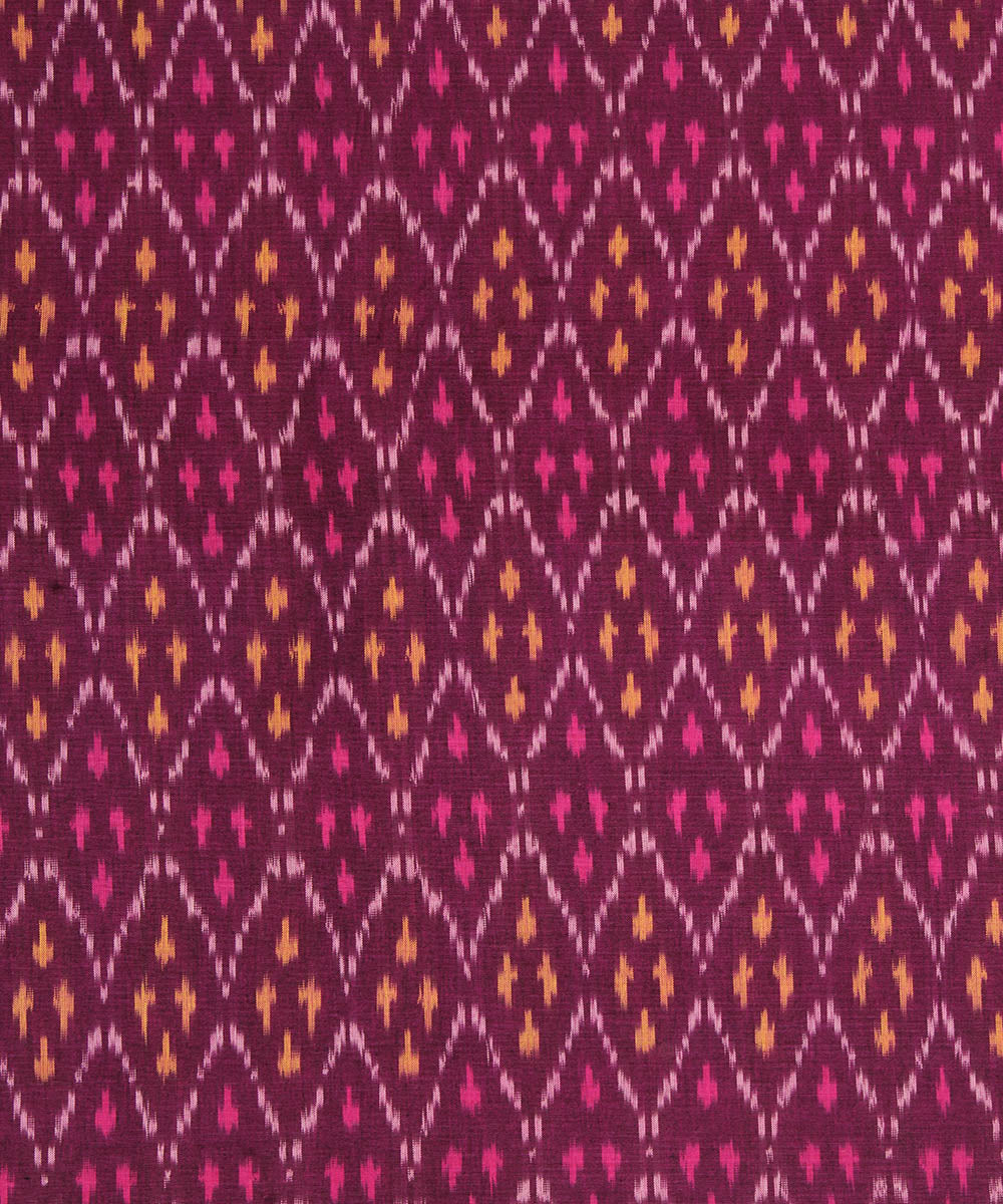 Purple handloom single ikat cotton pochampally fabric