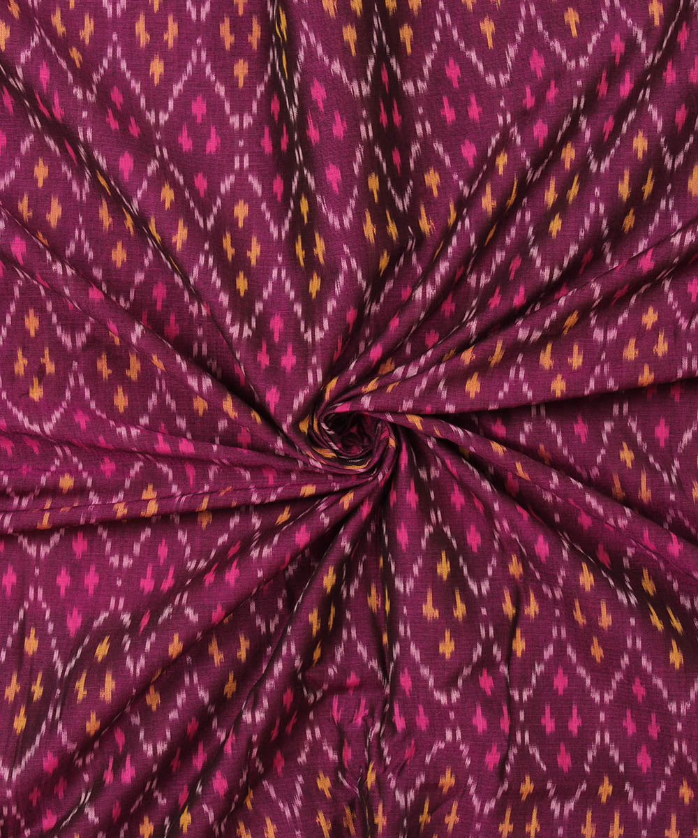 Purple handloom single ikat cotton pochampally fabric