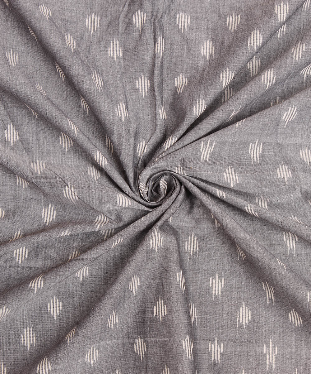 Grey handwoven single ikat cotton pochampally fabric