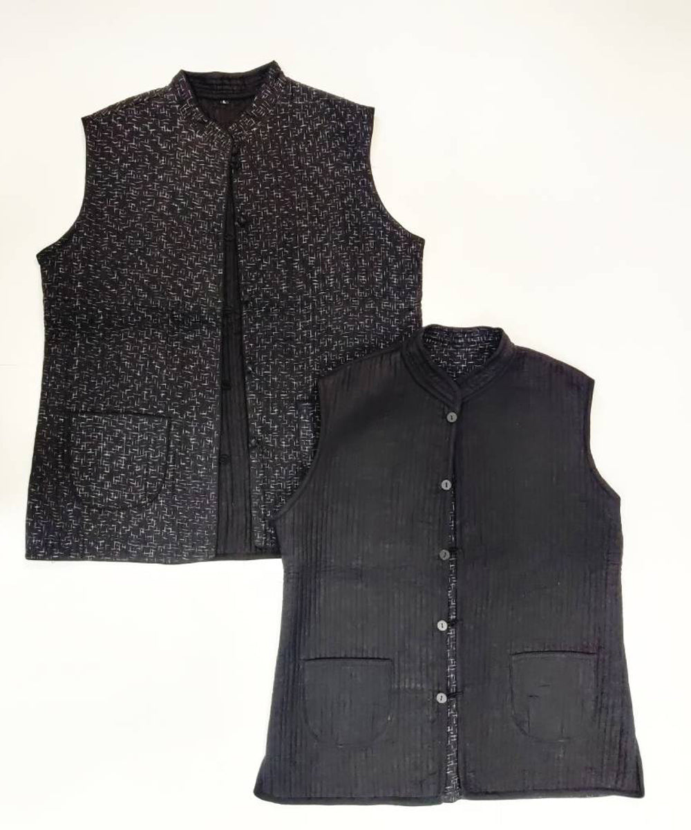 Black printed reversible jacket with cotton quilting