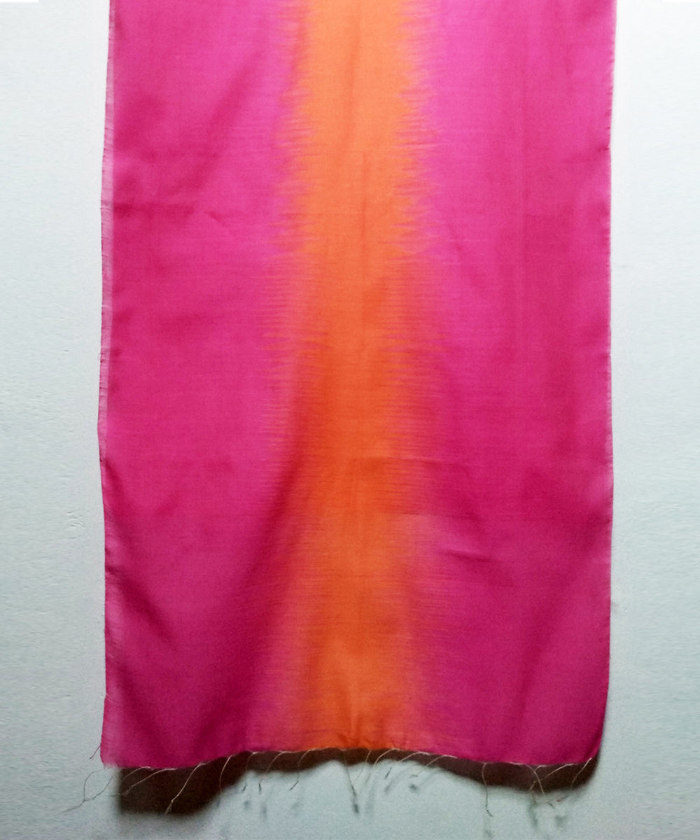 Pink orange handwoven bi color tie dye cotton silk stole