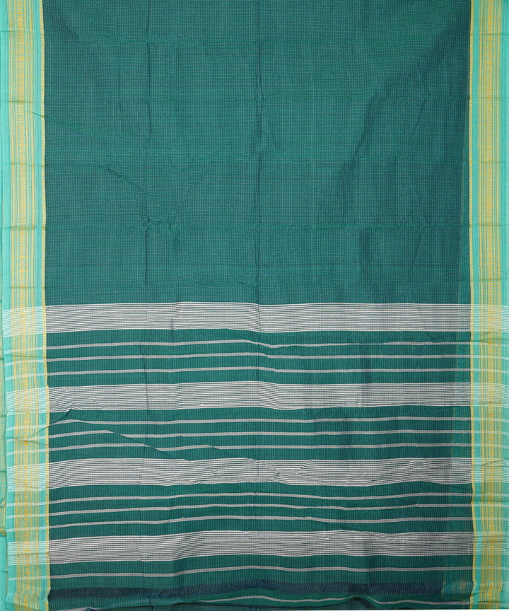 Cyan green handwoven narayanpet cotton sari