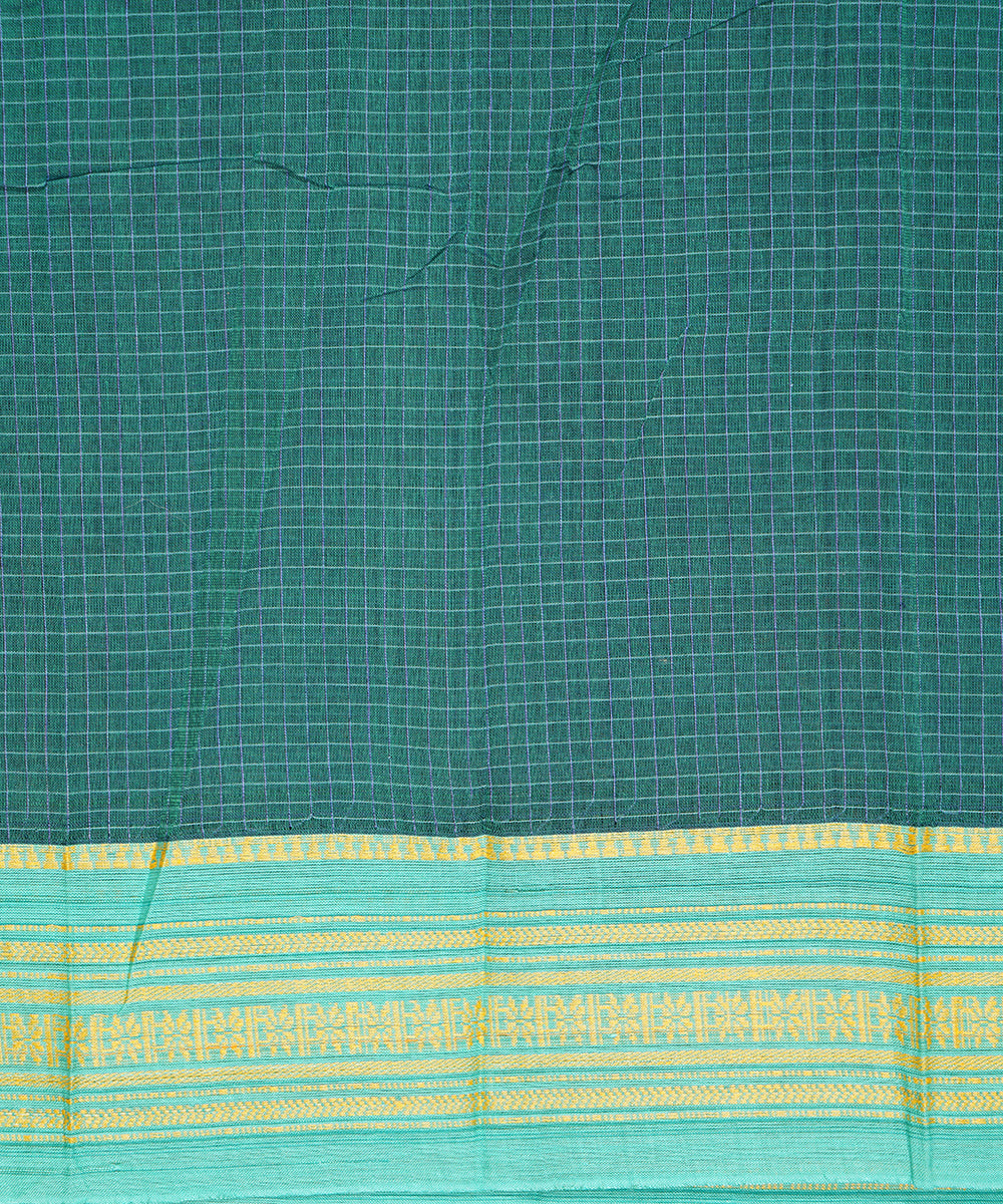 Cyan green handwoven narayanpet cotton sari