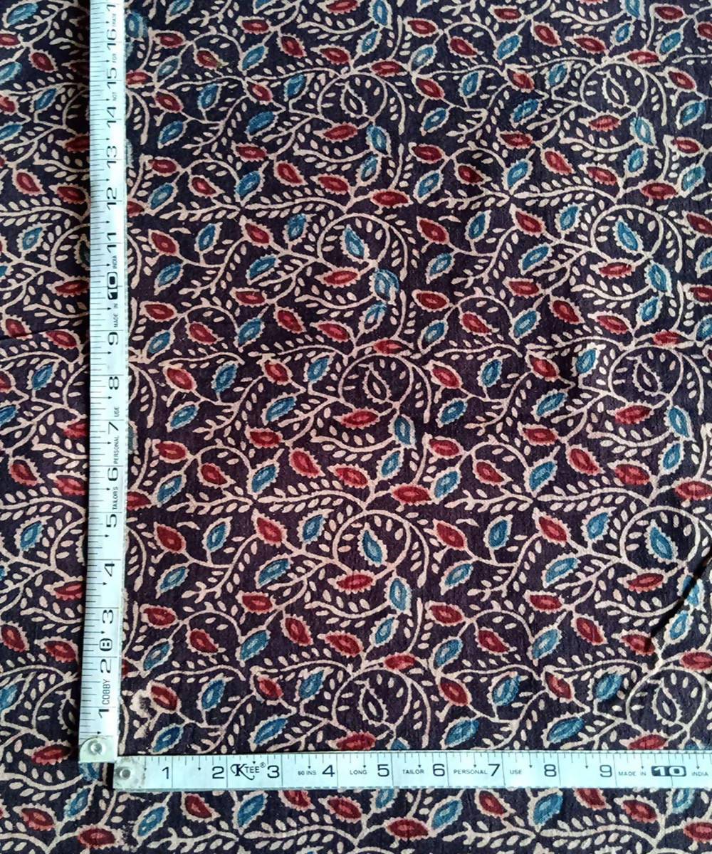 dark brown ajrakh block print handspun organic cotton kurta fabric
