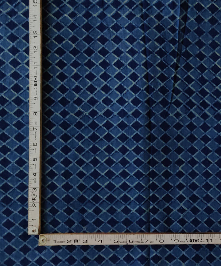 Dark blue natural dye dabu print handspun handwoven cotton kurta fabric (2.5m per qty)