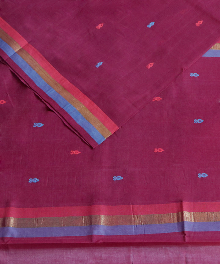 Dark maroon handwoven cotton rajahmundry saree