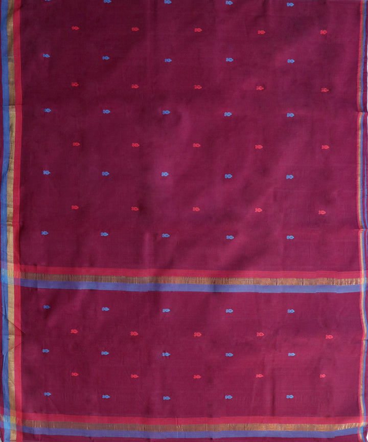 Dark maroon handwoven cotton rajahmundry saree