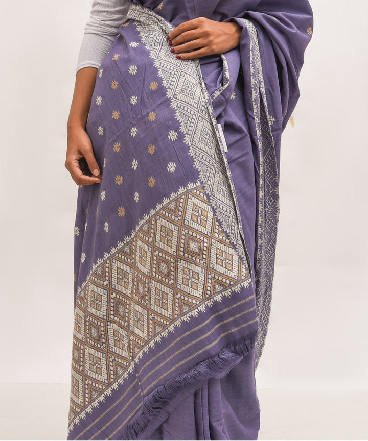 Purbashree lavender grey handwoven eri silk assam saree