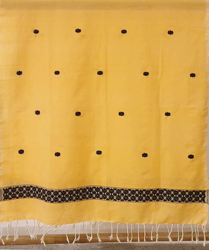 yellow and black assam handloom cotton stole