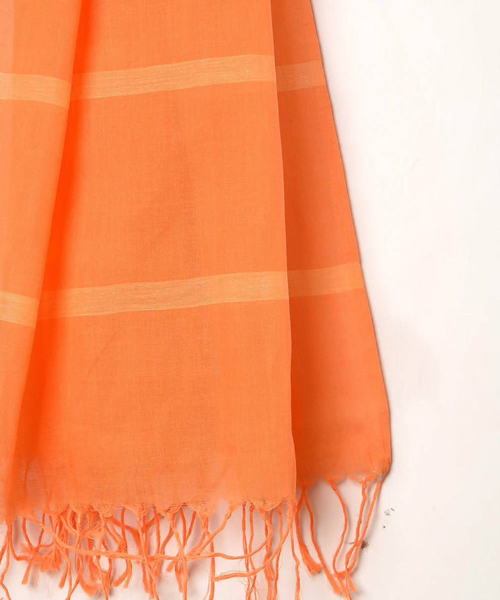 Orange handwoven fulia cotton striped stole