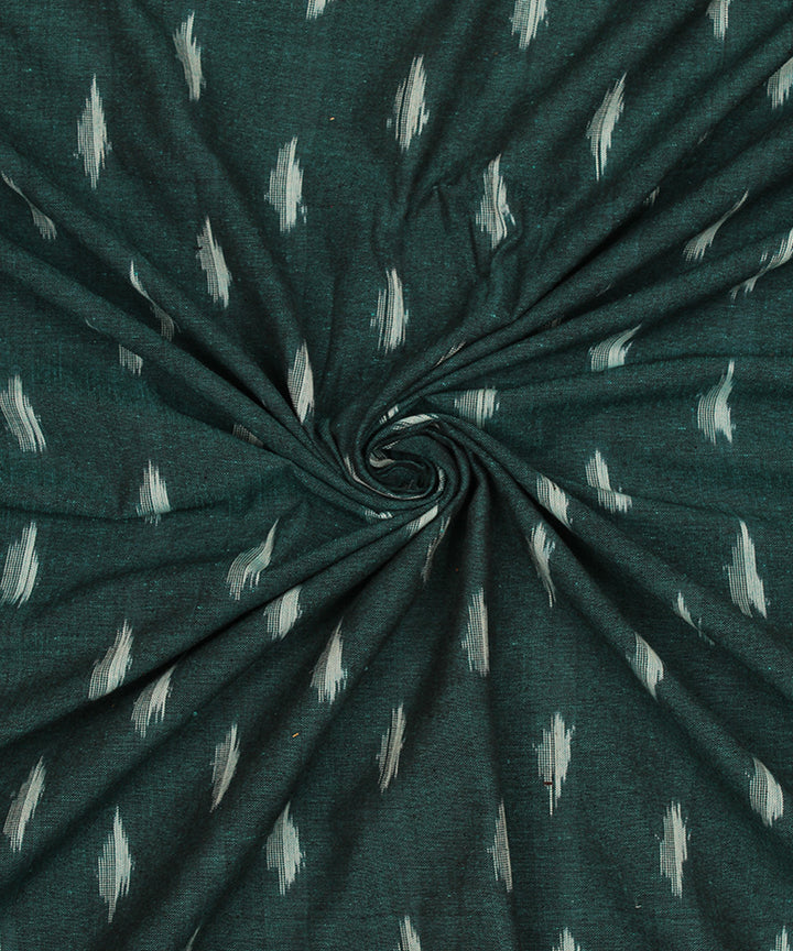 Dark green handwoven cotton pochampally ikat fabric