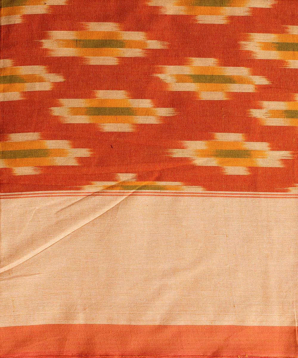Orange cotton handwoven pochampally ikat bedsheet