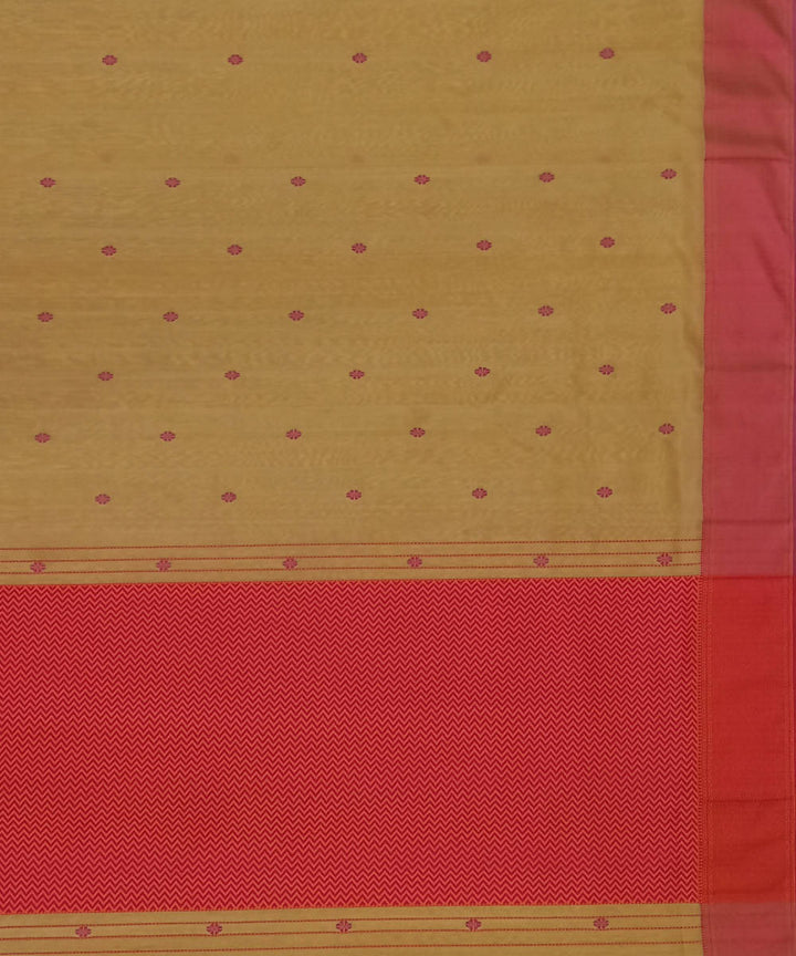Maheshwari Brown Red Handloom Cotton Silk Saree