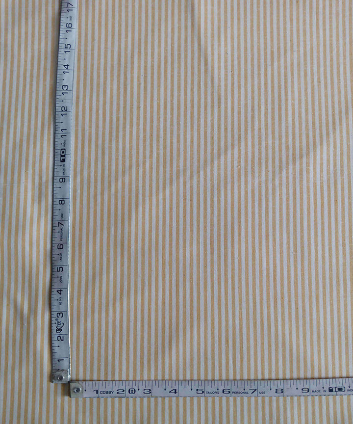 yellow white stripe handspun handwoven cotton kurta fabric (2.5m per qty)