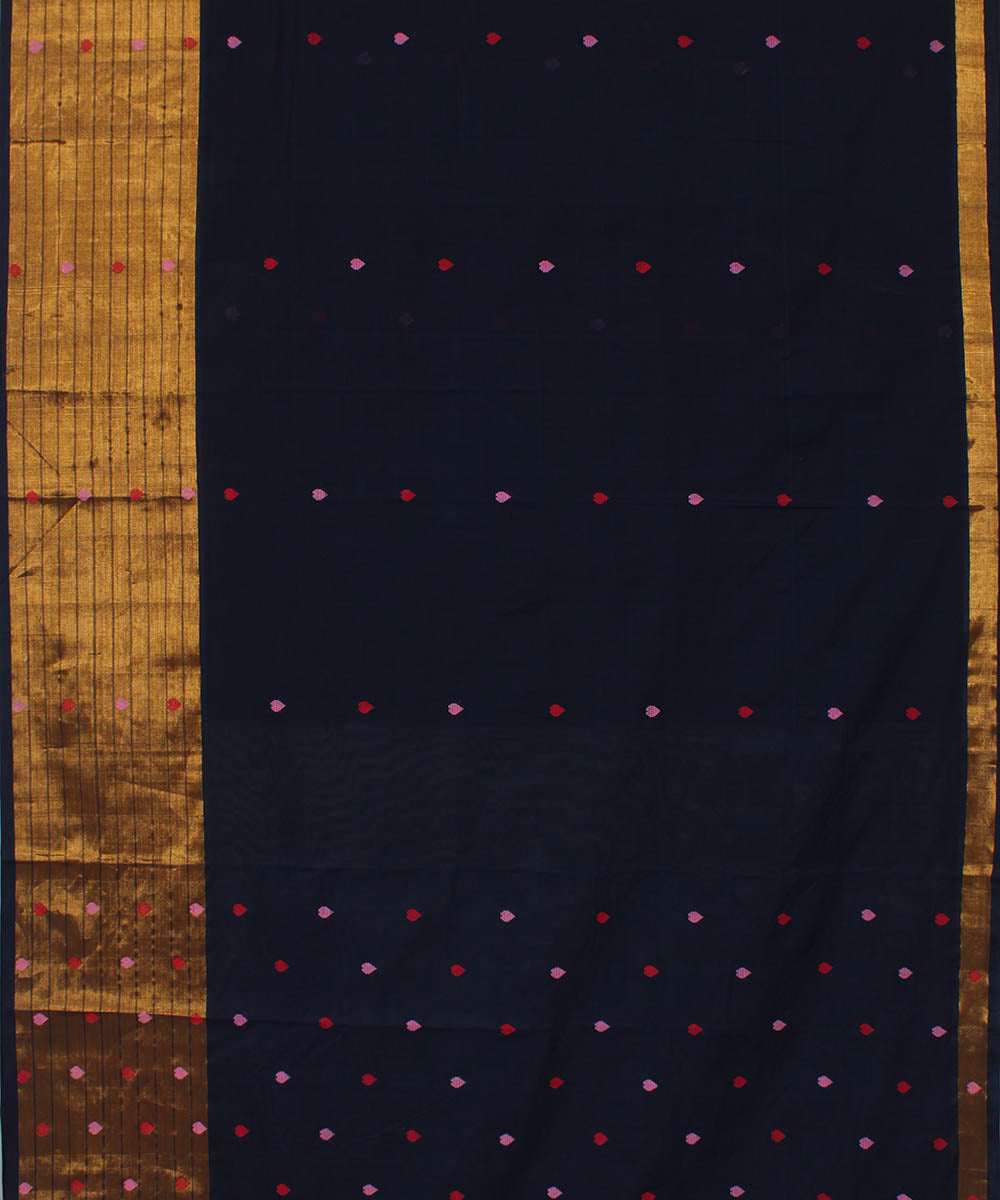 Navy blue cotton handloom venkatagiri saree
