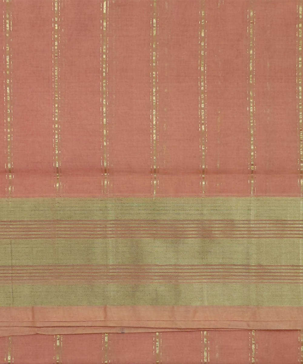 Oak Brown zari stripes Handwoven Cotton Venkatagiri Saree