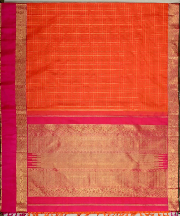 Light orange handloom kanjivaram bridal silk saree