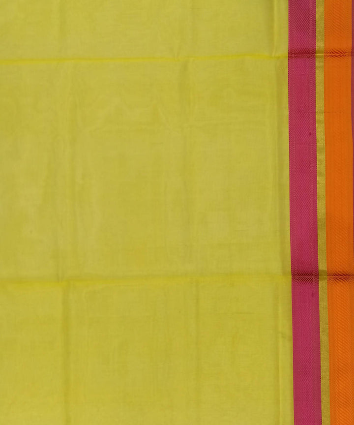 Maheshwari Lemon Yellow Handloom Cotton Silk Saree