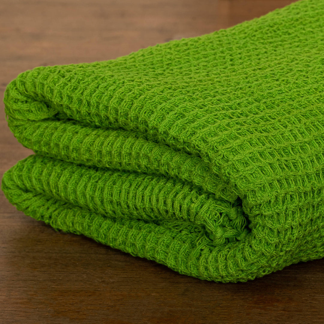 Biswa bangla handwoven green honeycomb cotton bath towel