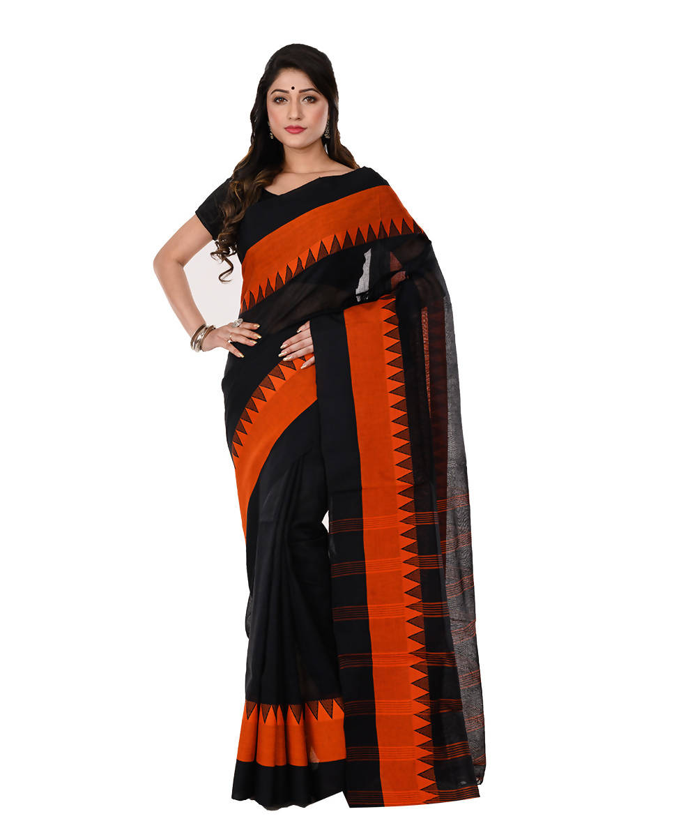 Black Shantipuri Bengal Handloom Cotton Saree