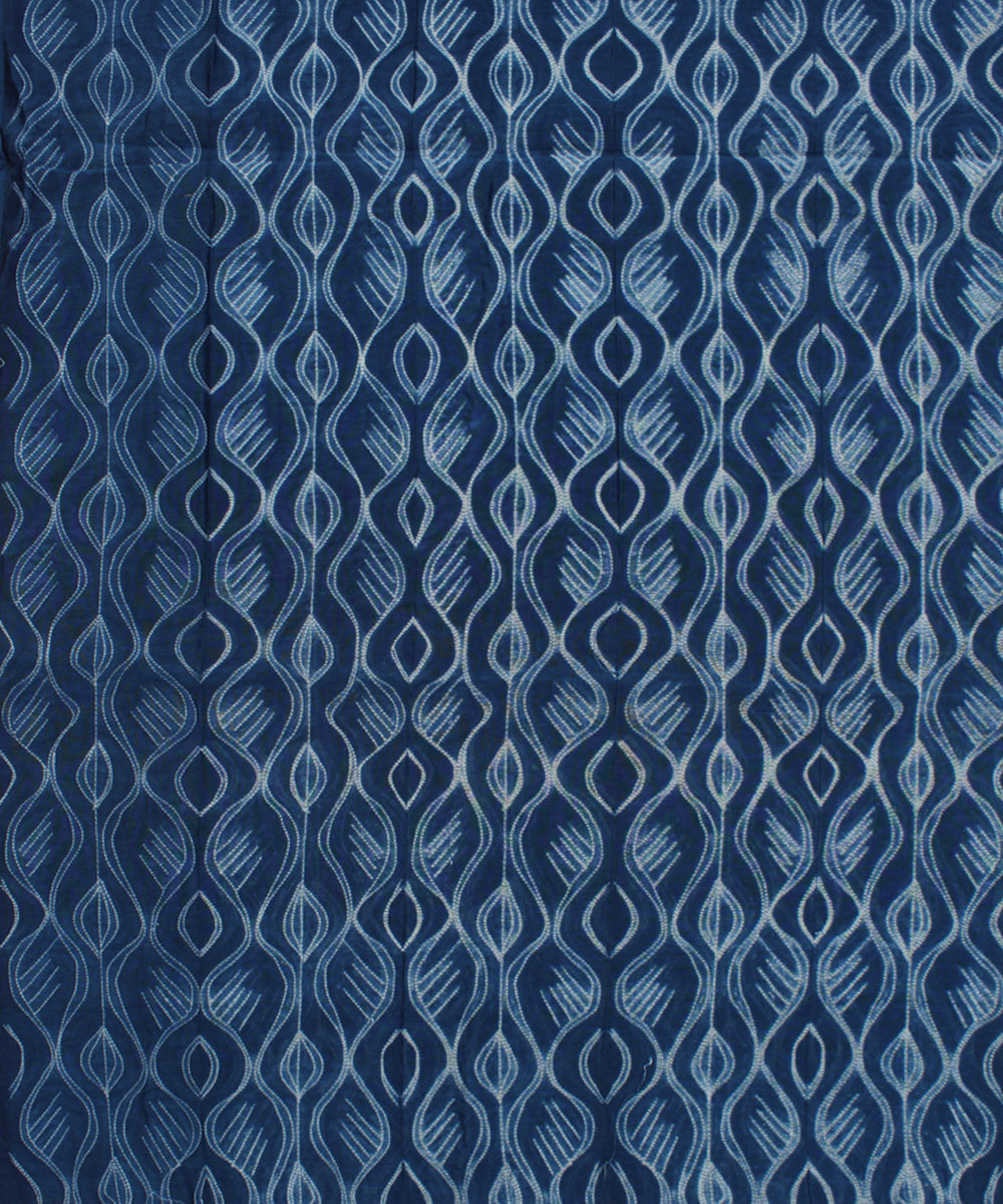 2.5m Blue tie dye cotton silk shibori kurta material